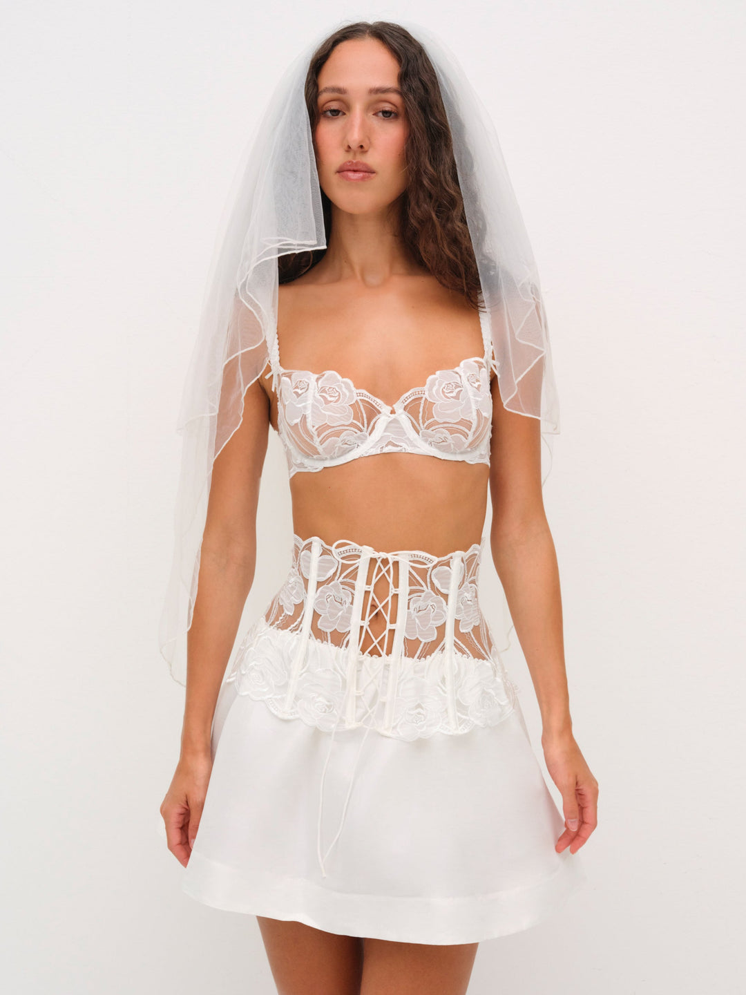 Women Blushing Blooms Mini Skirt - White
