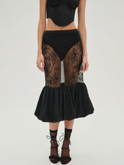 Women Sugarplum Lace Midi Skirt - Black