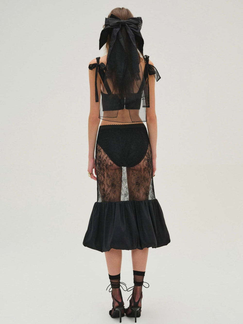 Women Sugarplum Lace Midi Skirt - Black