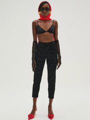 Women Midnight Velvet Capri Pant - Black