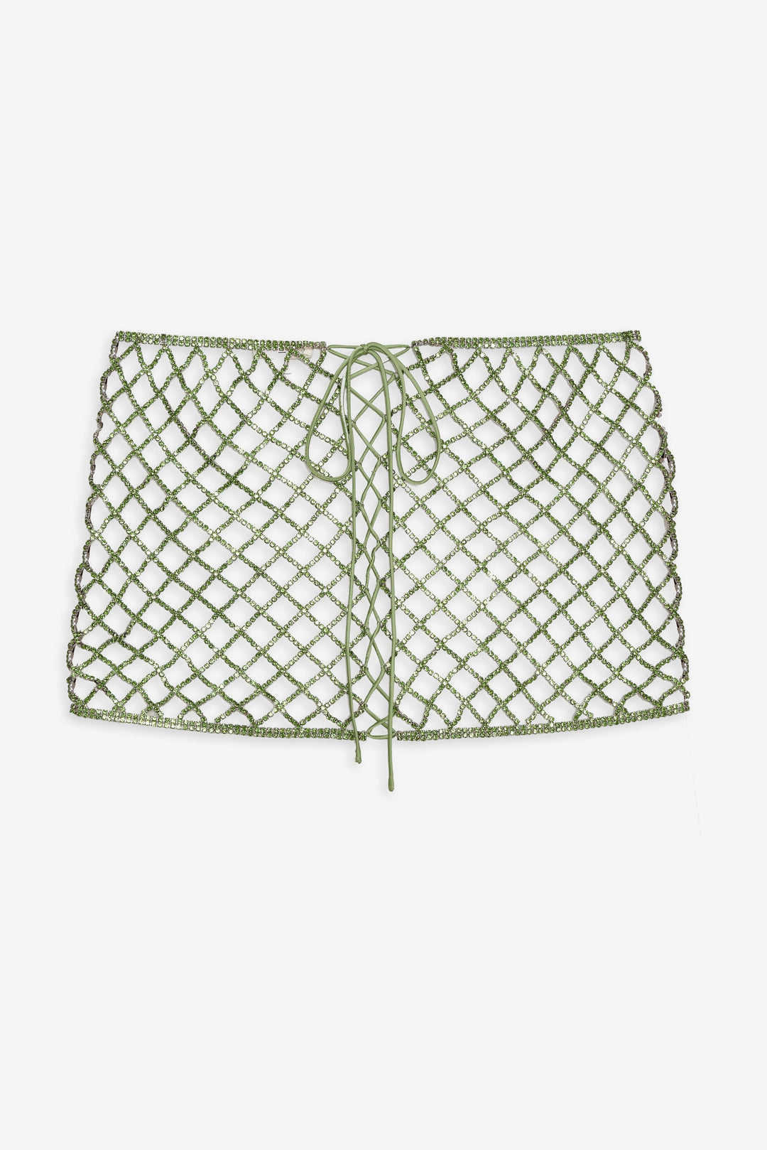 Women Tulip Grid Rhinestone Skirt - Green