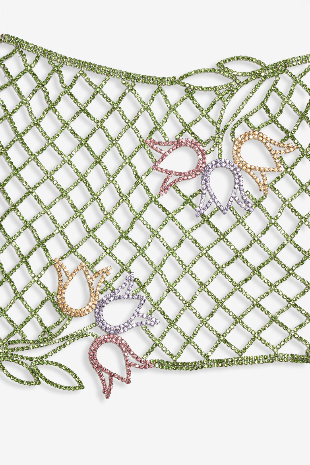 Women Tulip Grid Rhinestone Skirt - Green