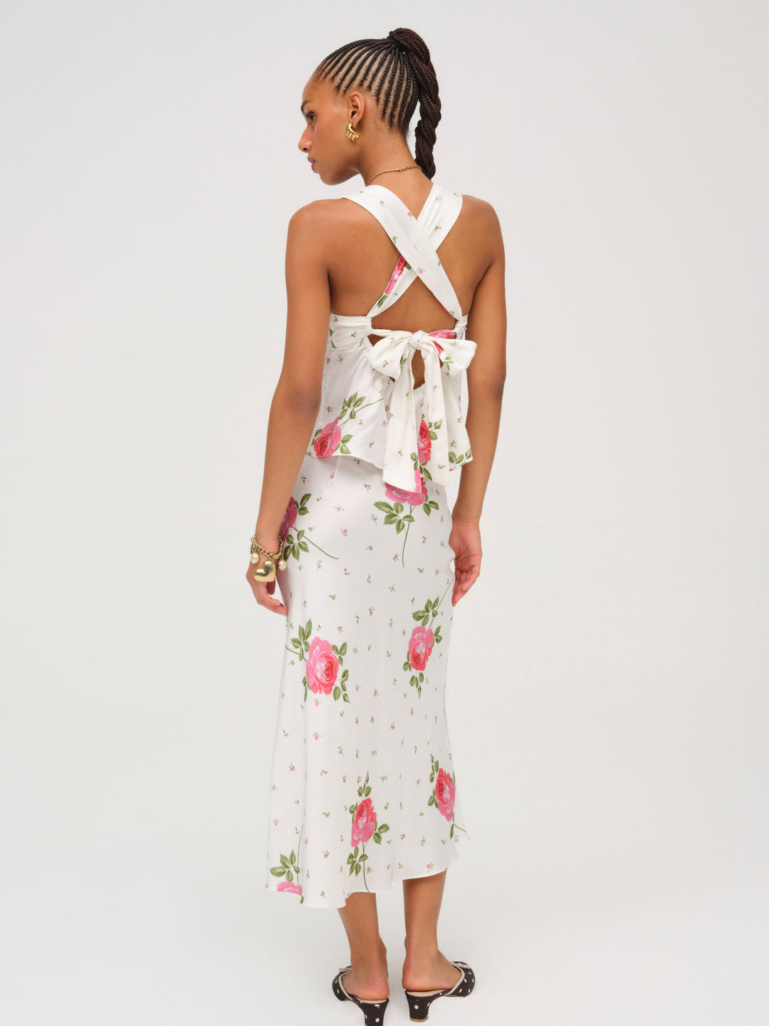 Women Rosebud Midi Skirt - White
