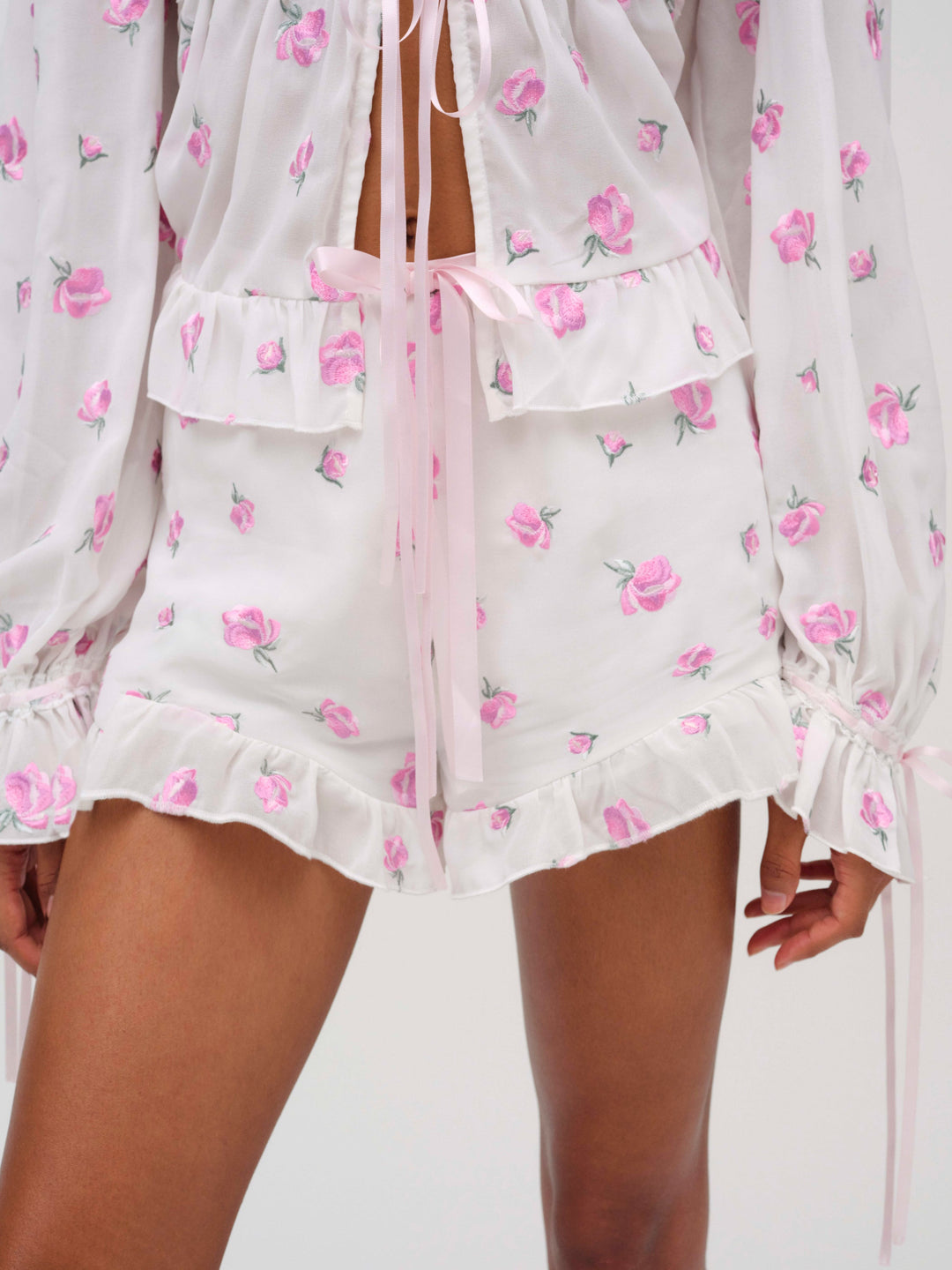 Women Fiona Floral Short - White