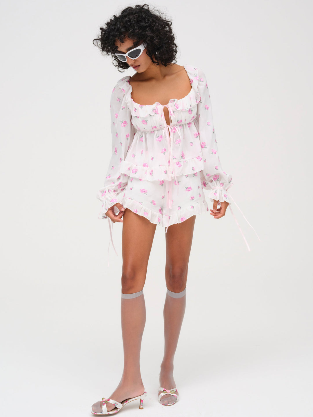 Women Fiona Floral Short - White