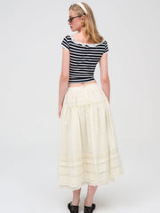 Women Eyelet Midi Skirt - White