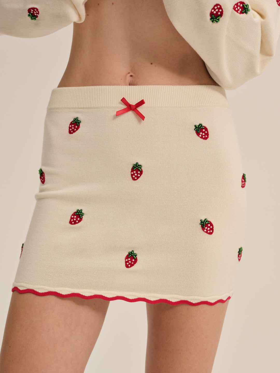 Women Strawberry Jam Mini Skirt - Cream