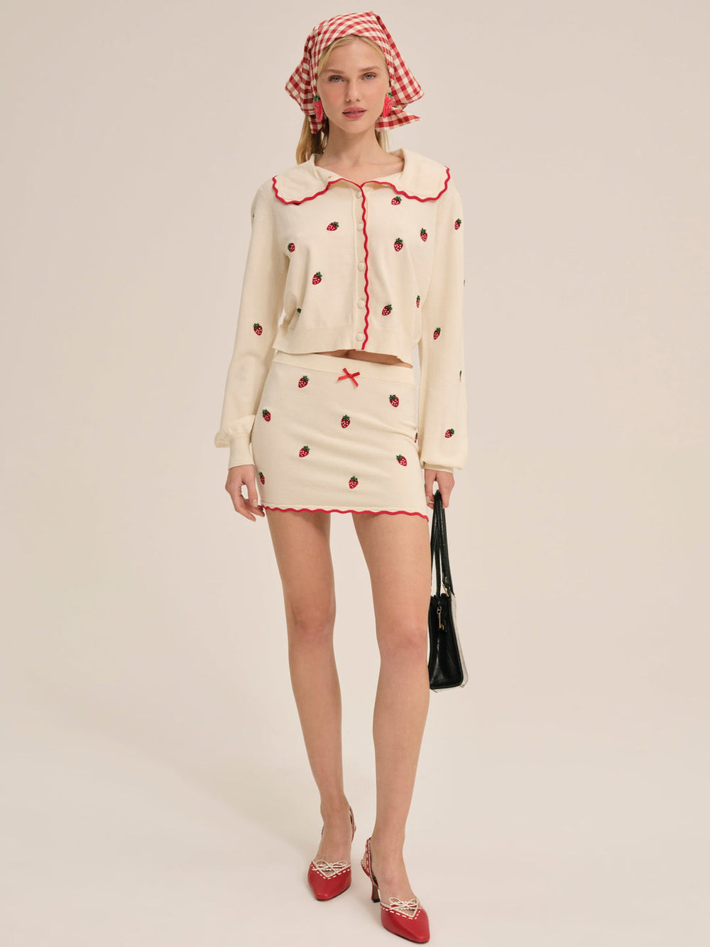Women Strawberry Jam Mini Skirt - Cream