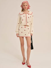 Women Strawberry Jam Mini Skirt - Cream