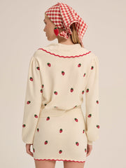 Women Strawberry Jam Mini Skirt - Cream