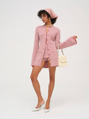Women Gingham Knit Skort - Mauve