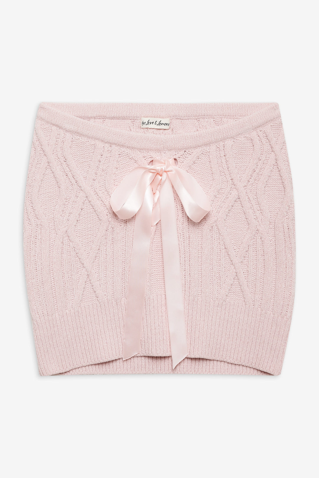 Women Chenille Cable Knit Mini Skirt - Pink