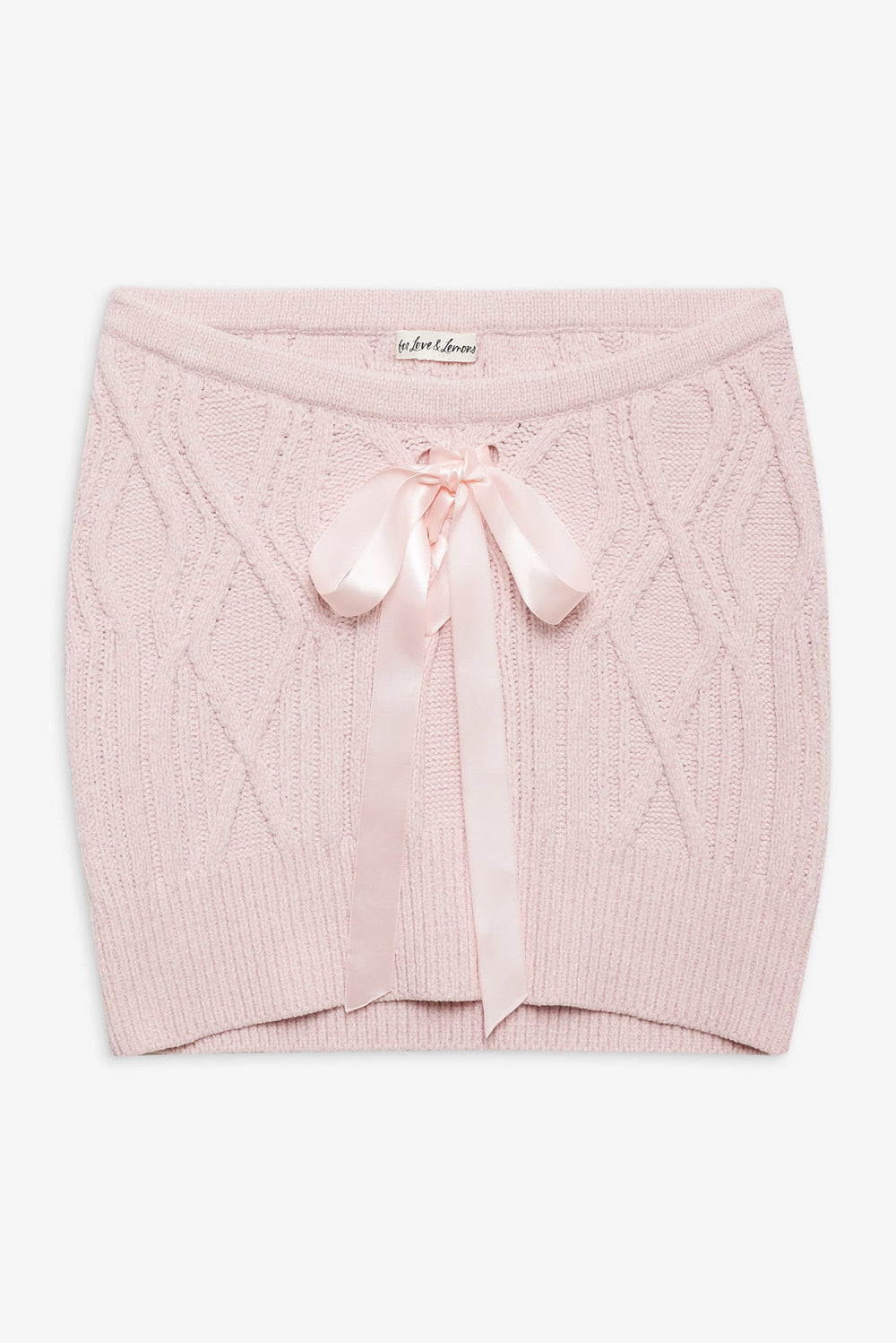 Women Chenille Cable Knit Mini Skirt - Pink