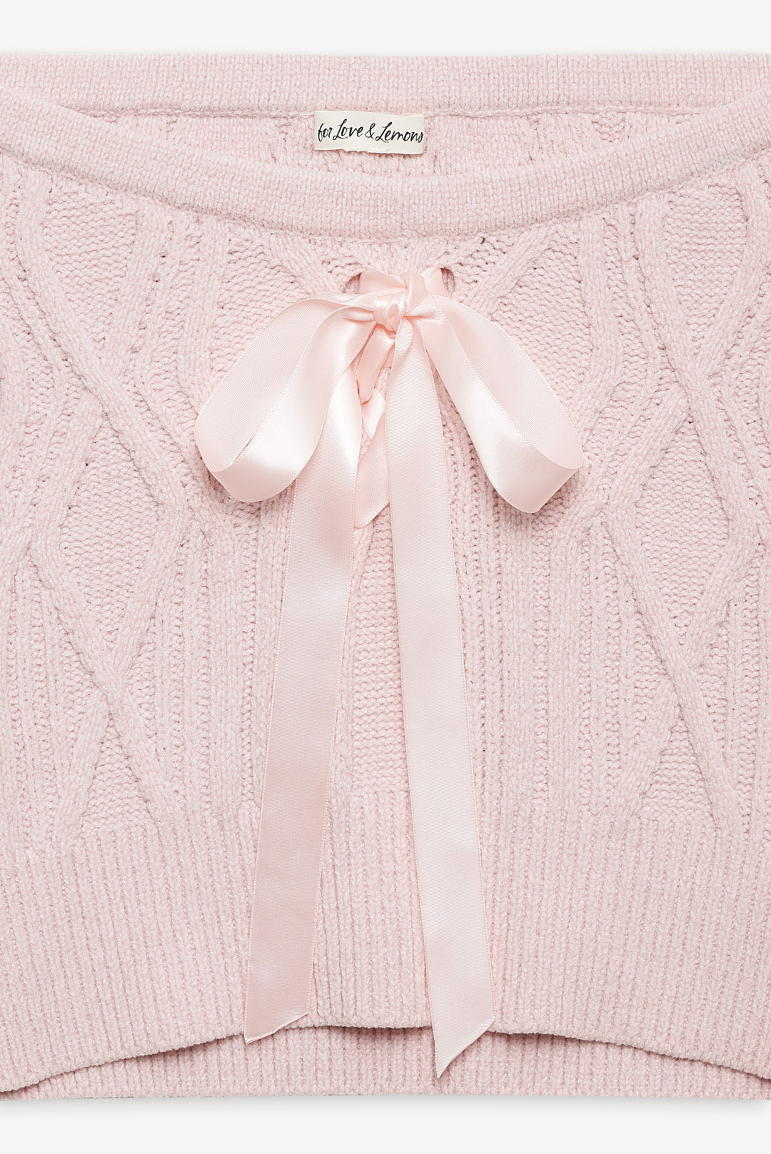 Women Chenille Cable Knit Mini Skirt - Pink