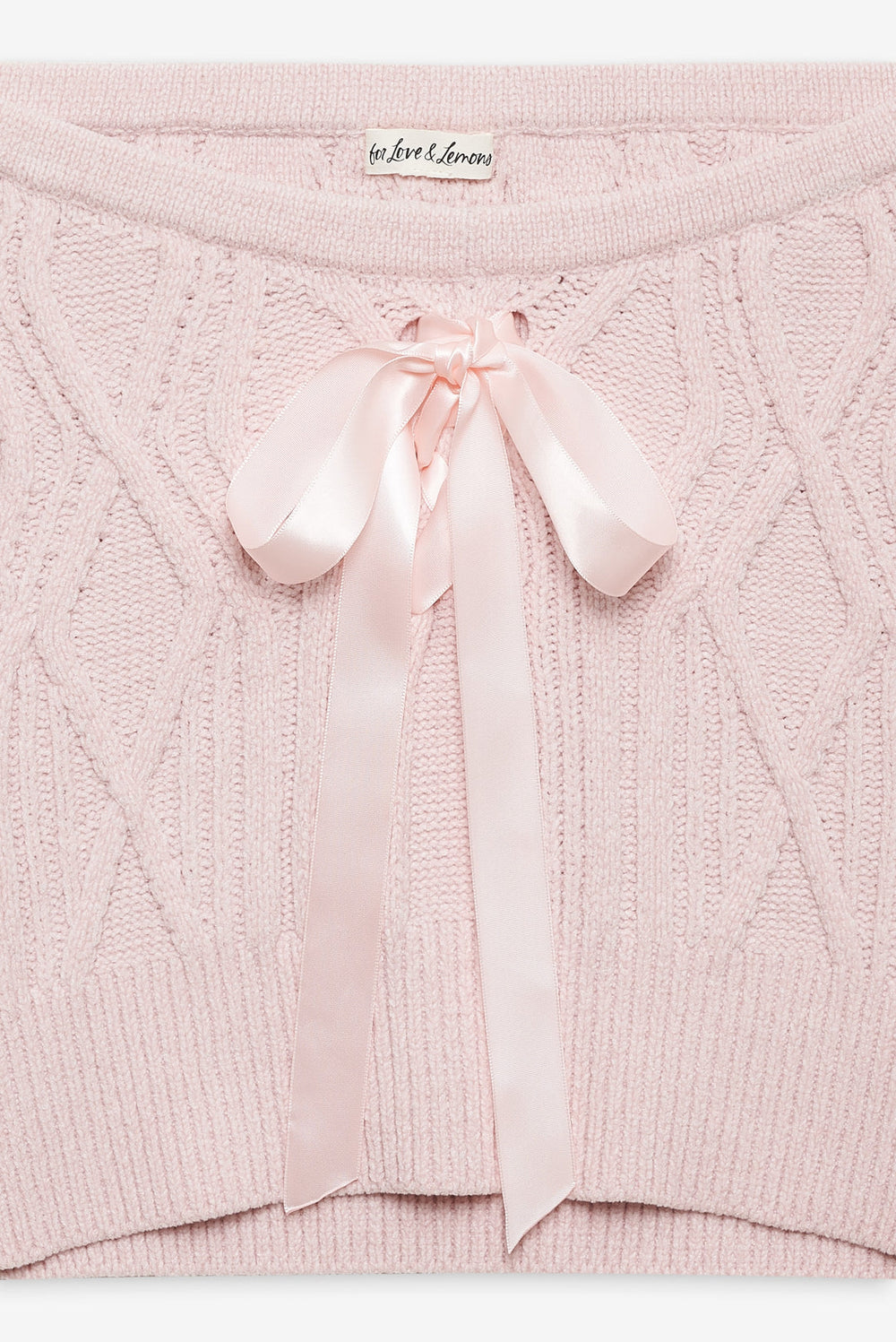 Women Chenille Cable Knit Mini Skirt - Pink