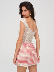 Women Georgia Gingham Micro Mini Skirt - Mauve