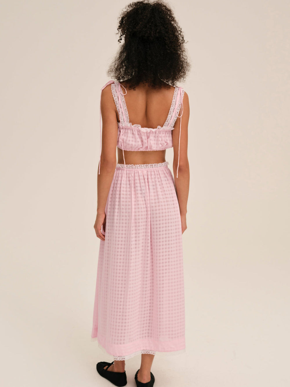 Women Ginny Gingham Midi Skirt - Pink