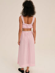 Women Ginny Gingham Midi Skirt - Pink