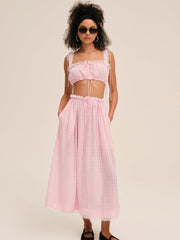 Women Ginny Gingham Midi Skirt - Pink