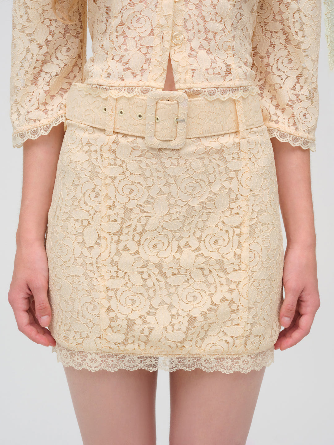 Women Lucy Lace Mini Skirt - Buttercream