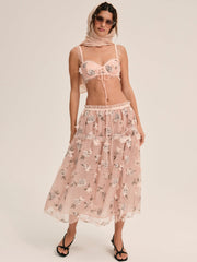 Women Blushing Rose Midi Skirt - Blush