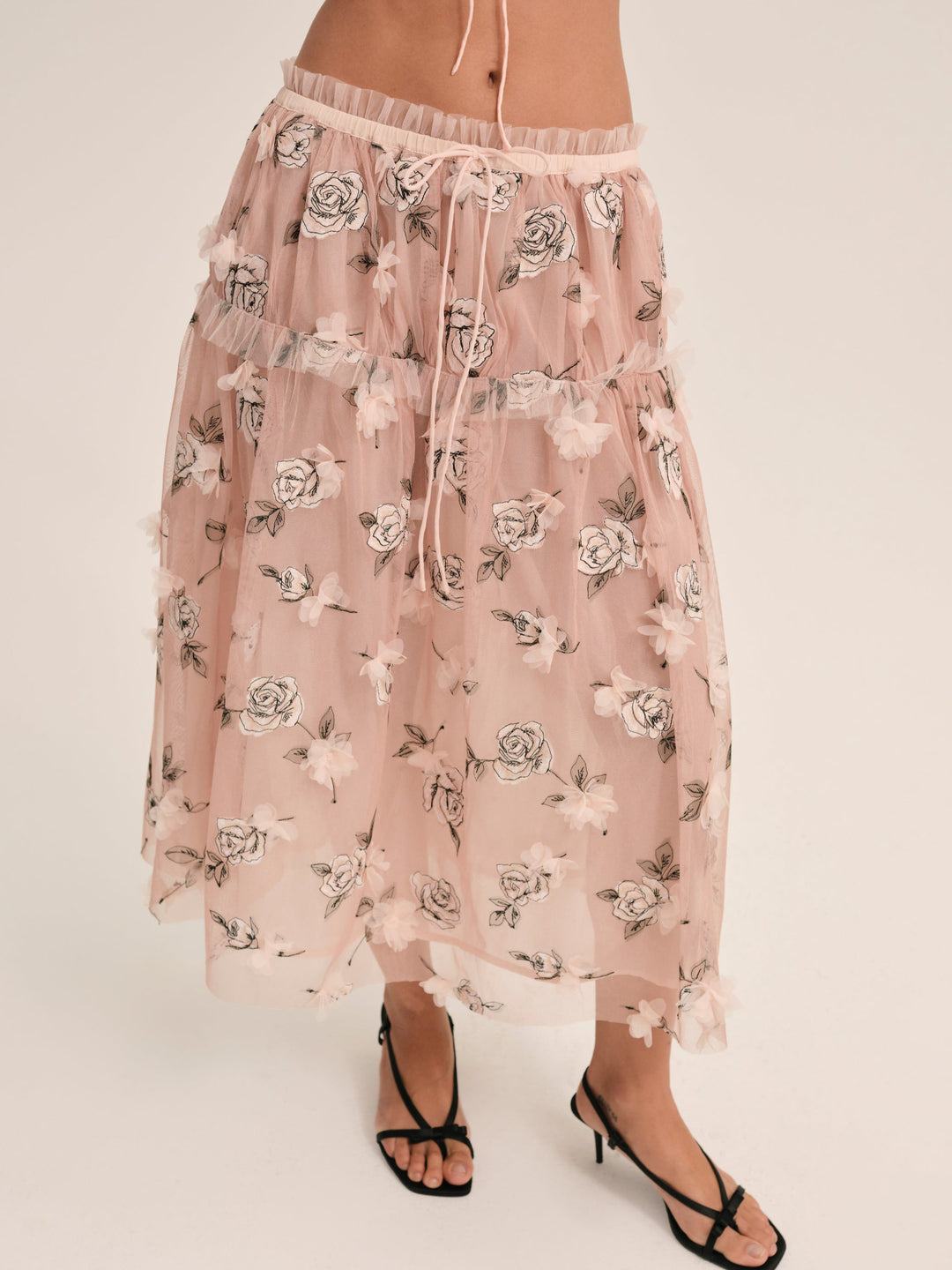 Women Blushing Rose Midi Skirt - Blush