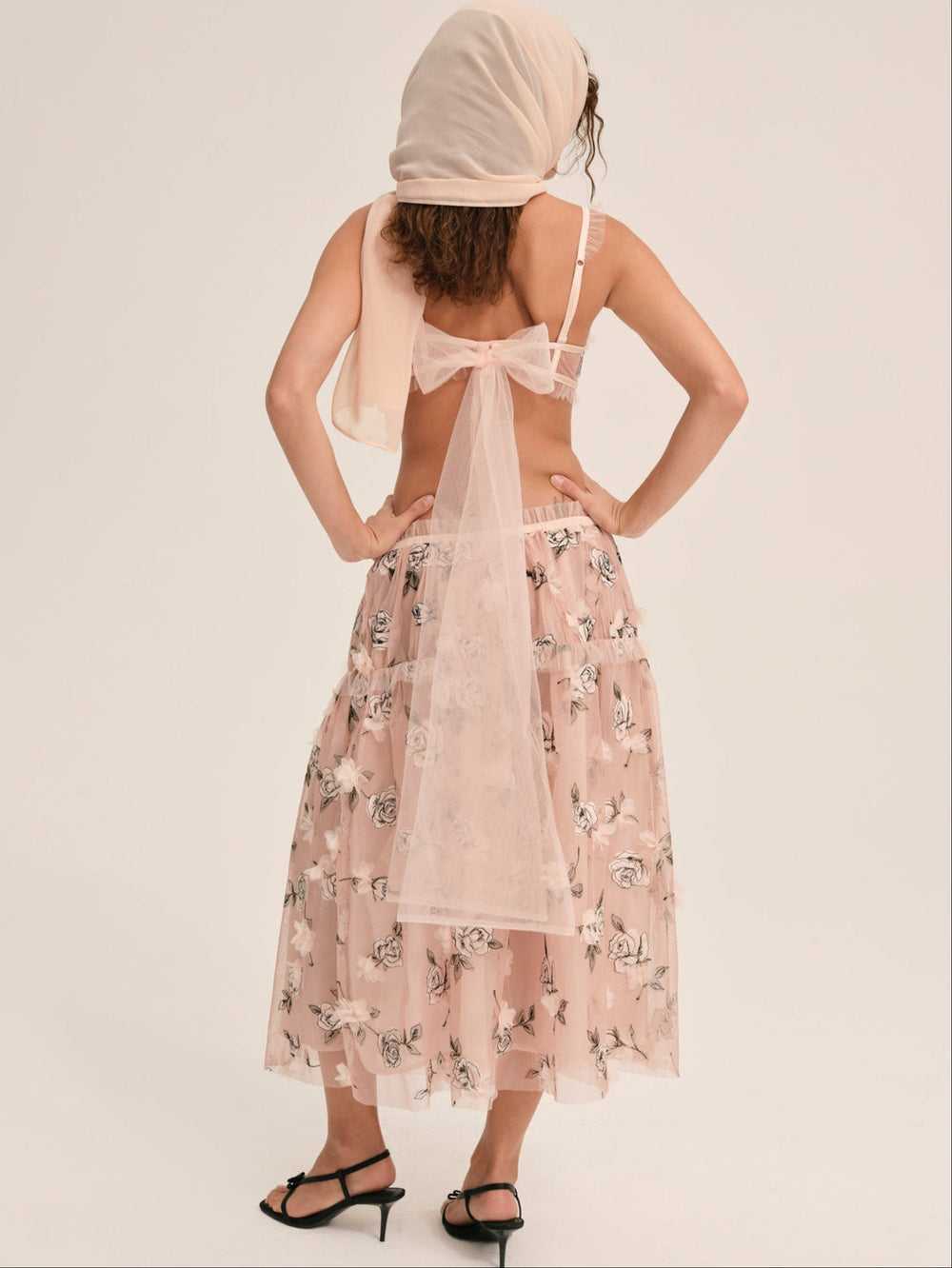 Women Blushing Rose Midi Skirt - Blush