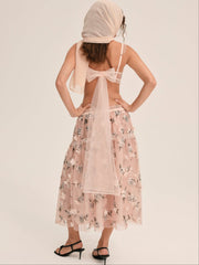 Women Blushing Rose Midi Skirt - Blush