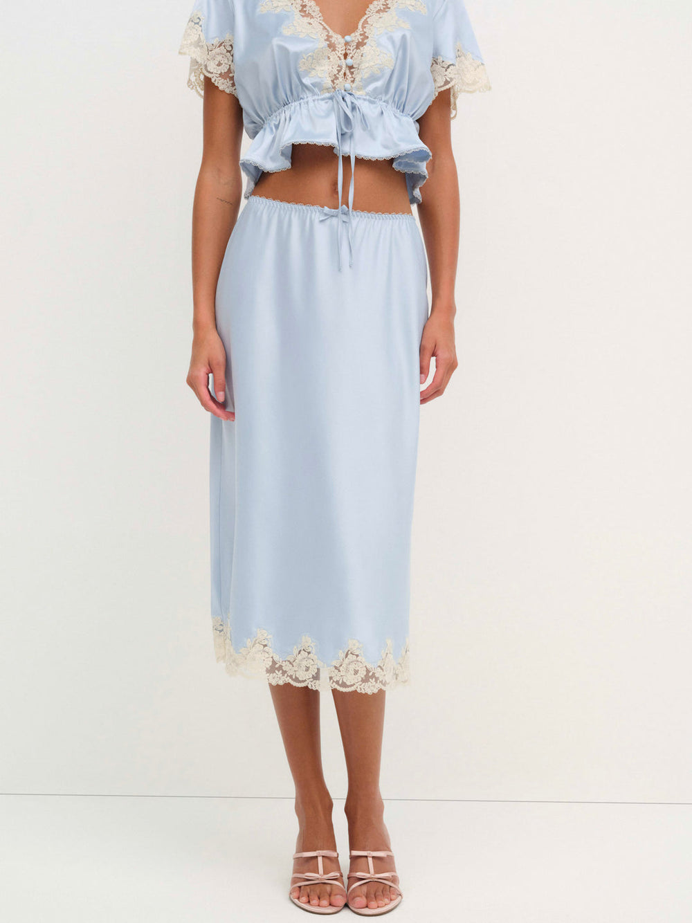 Women Sweetheart Midi Skirt - Dusty Blue