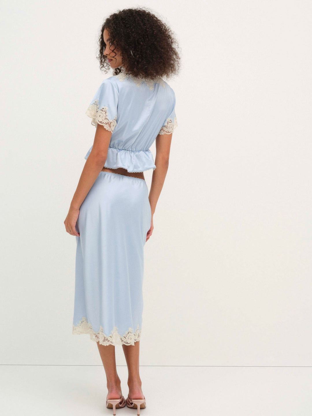 Women Sweetheart Midi Skirt - Dusty Blue
