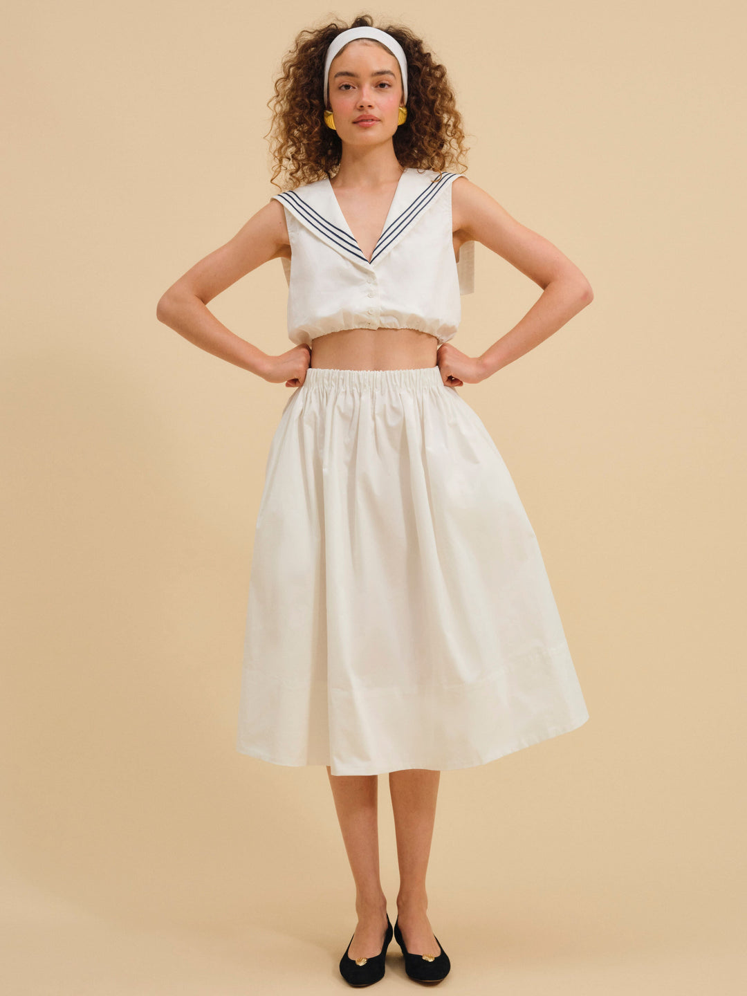 Women Marella Poplin Midi Skirt - White