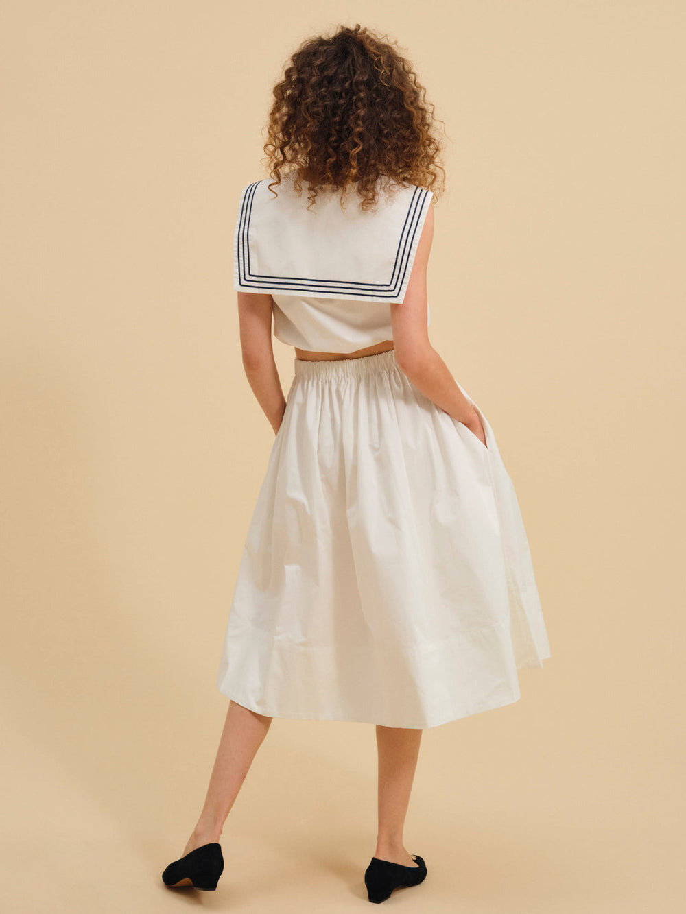 Women Marella Poplin Midi Skirt - White
