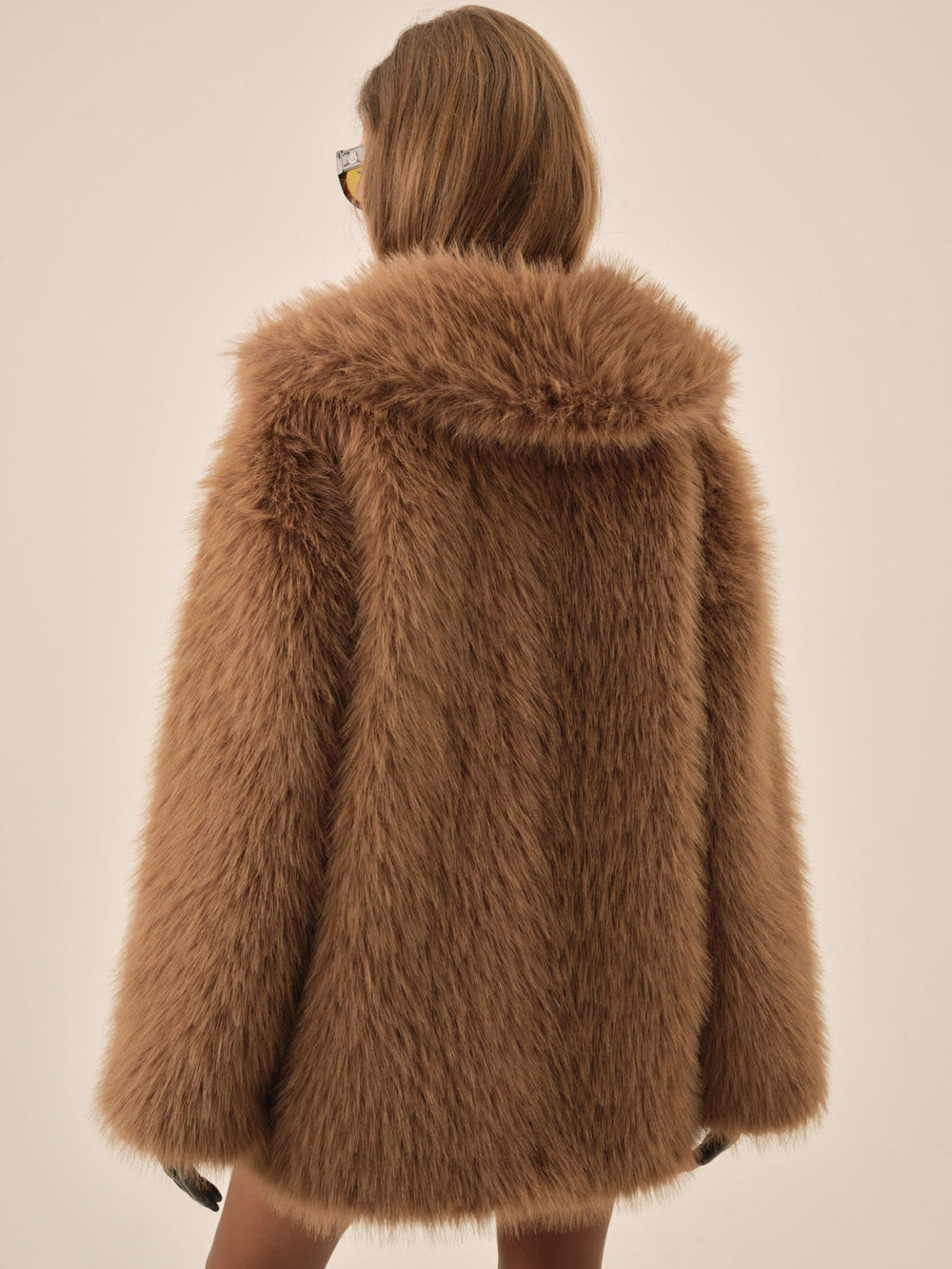 Women Warm Honey Faux Fur Jacket  - Brown