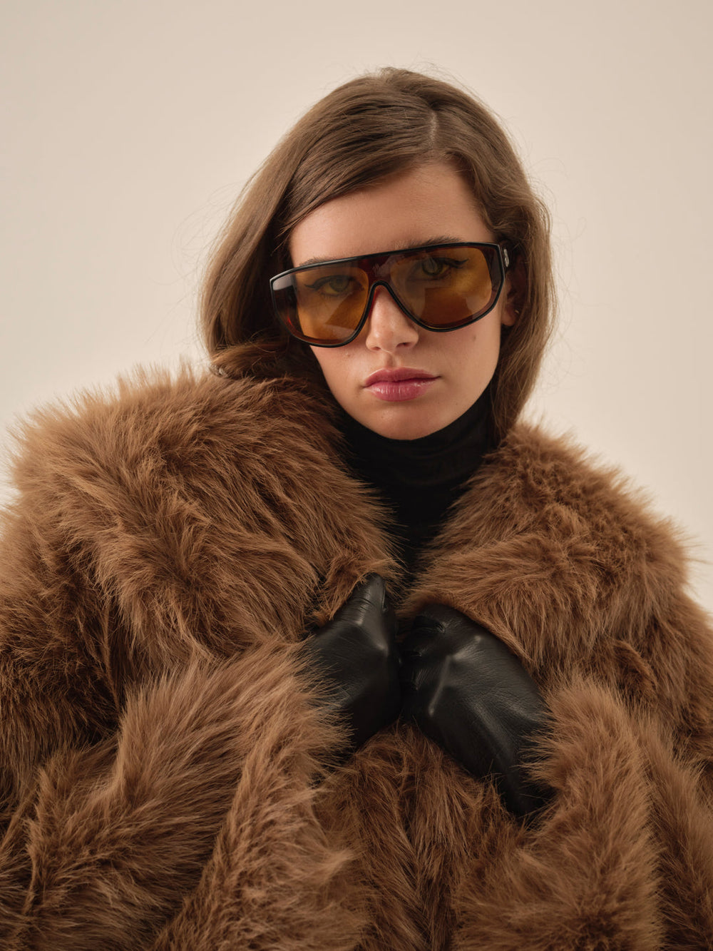 Women Warm Honey Faux Fur Jacket  - Brown