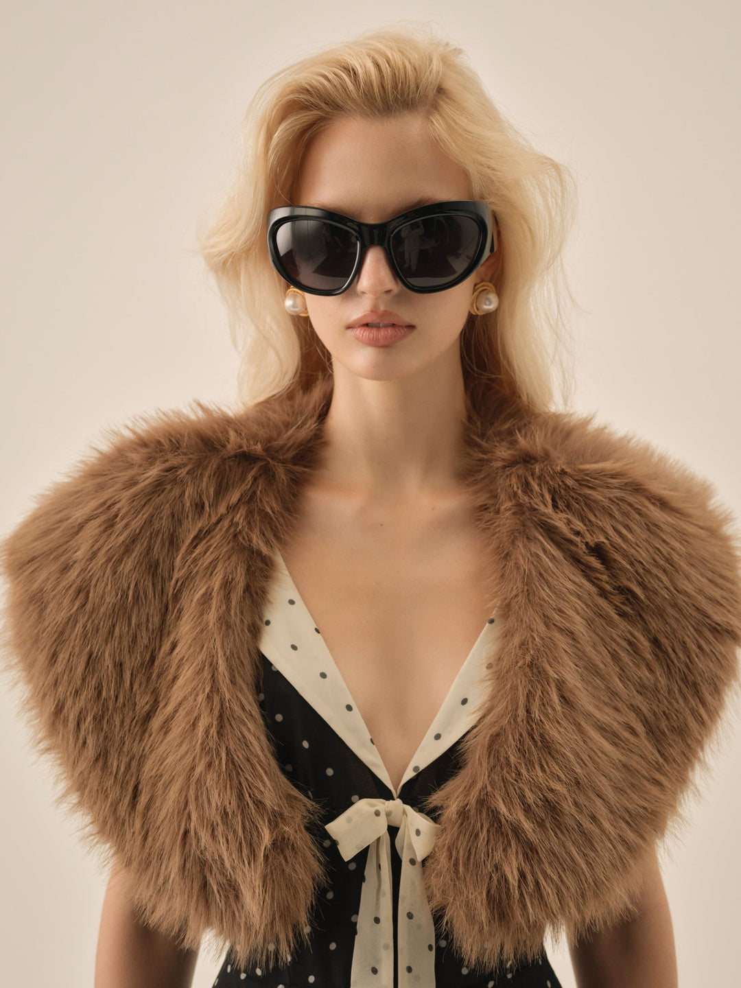 Women Warm Honey Faux Fur Stole  - Brown