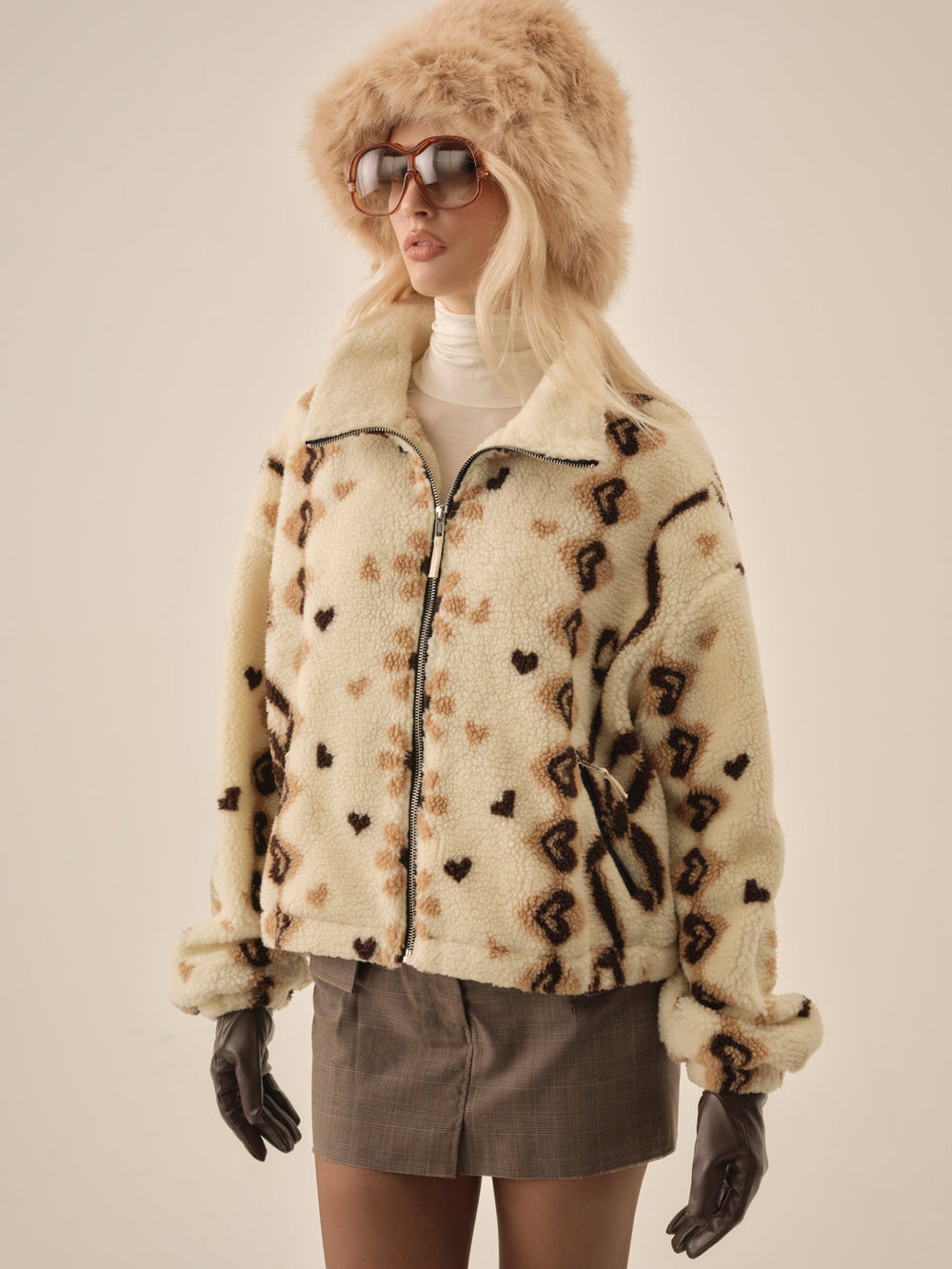 Women Betty Sherpa Zip Up - Brown