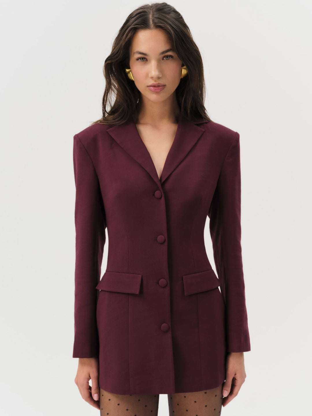 Women Selena Blazer - Burgundy