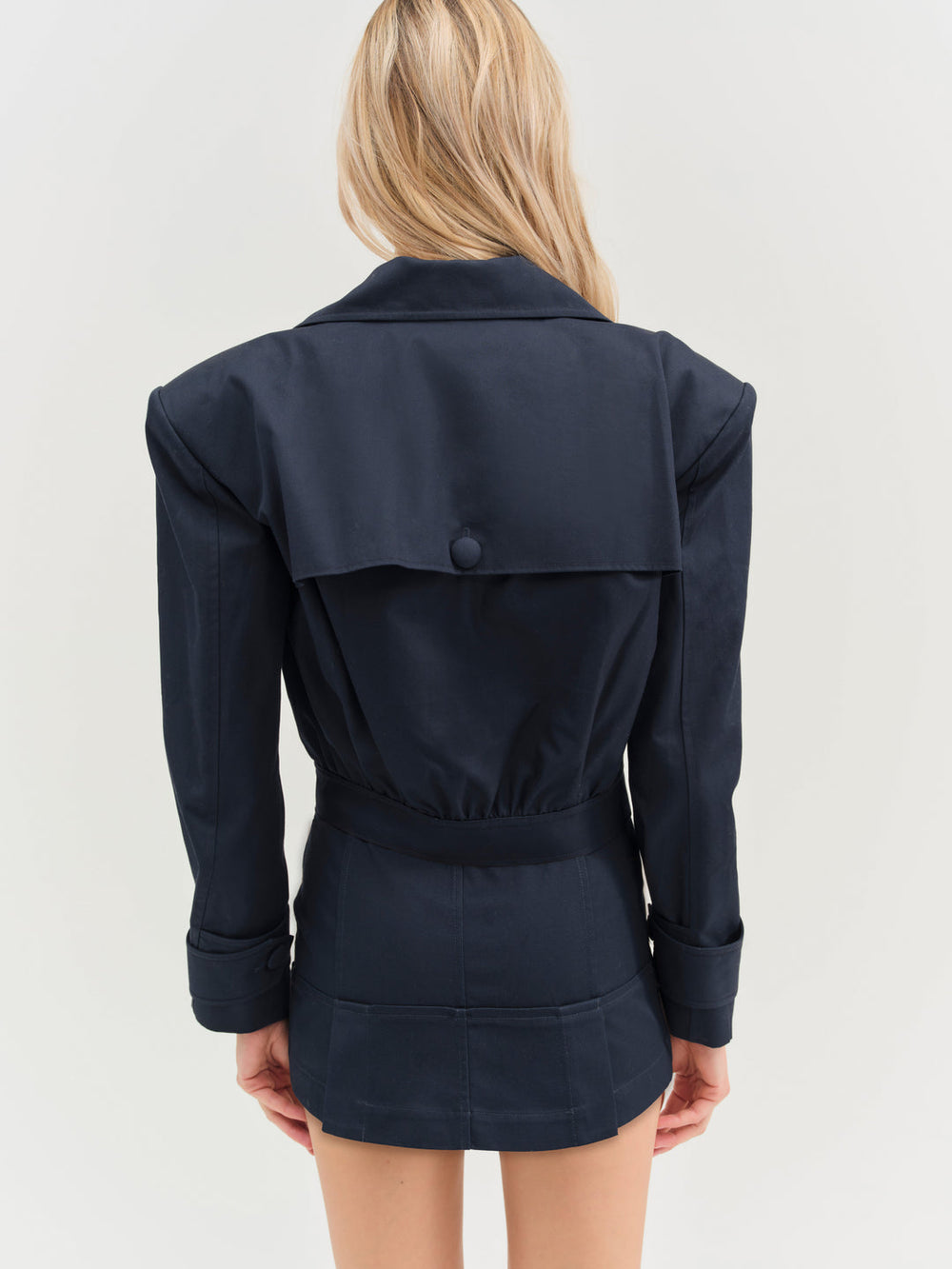 Women Cotton Twill Cropped Jacket - Navy