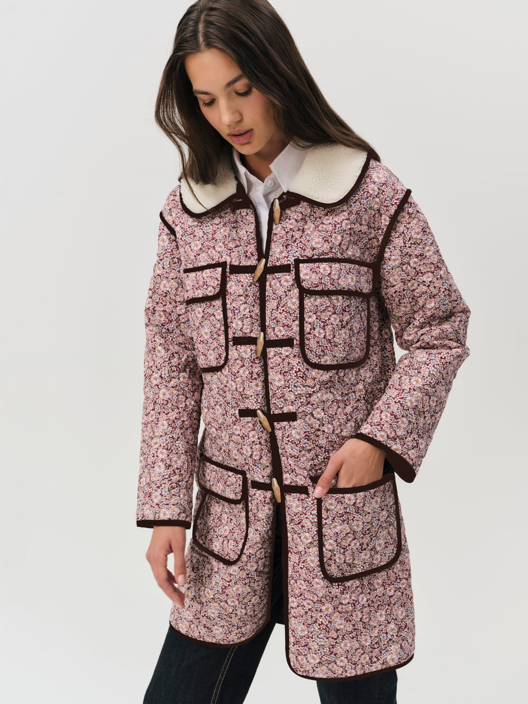 Women Marlene Floral Chore Coat - Purple