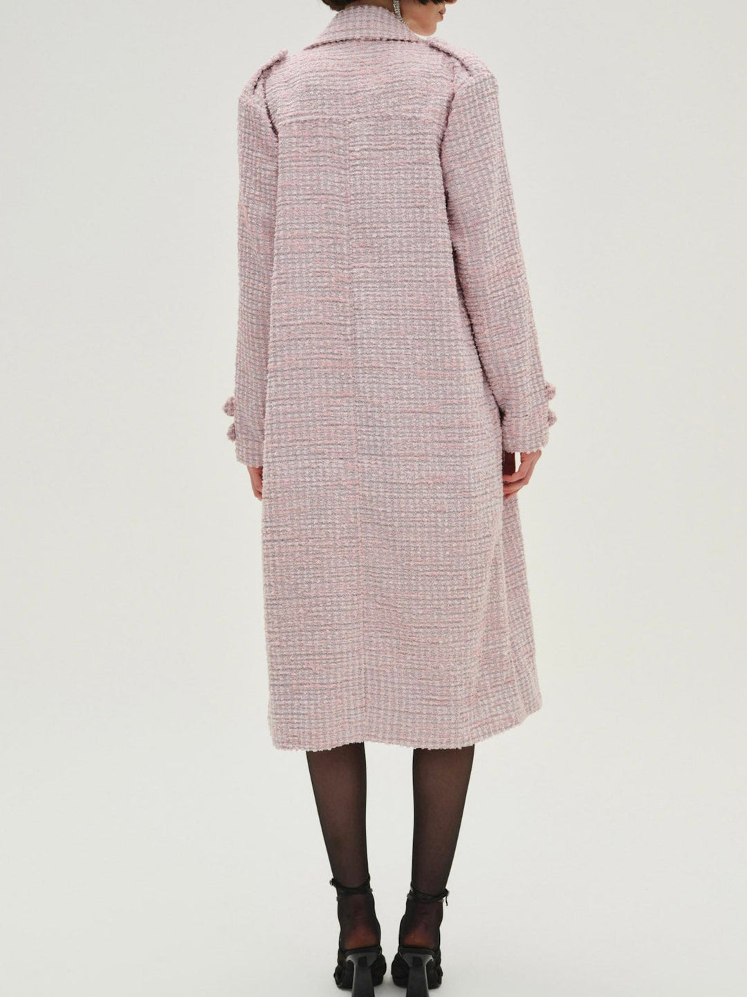 Women Strawberry Cream Tweed Coat - Pink