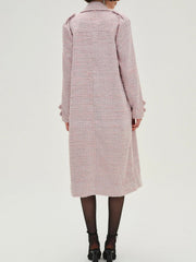 Women Strawberry Cream Tweed Coat - Pink