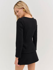Women Josie Scoop Neck Blazer - Black