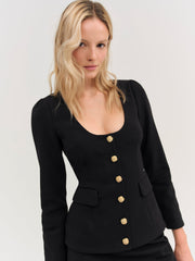 Women Josie Scoop Neck Blazer - Black