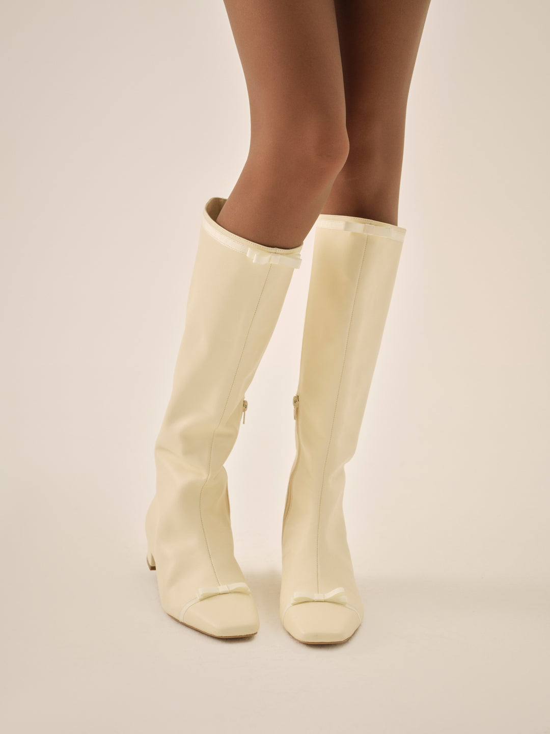 Women Claudine Cap Toe Boot - Cream