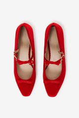 Women Lucia Velvet Mary Jane - Red