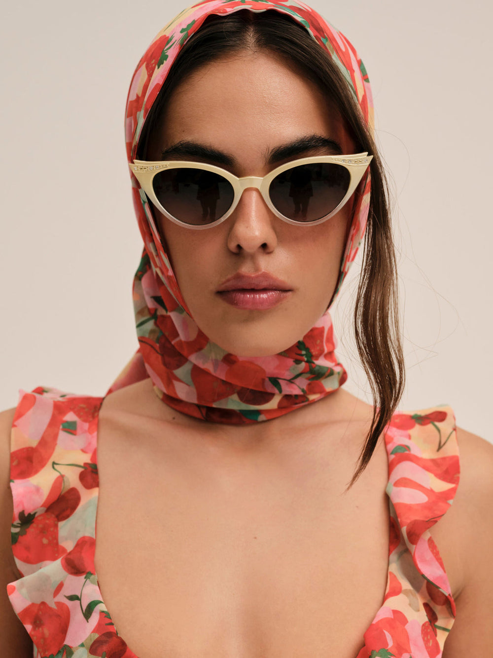 Women Ambrosia Print Headscarf - Red