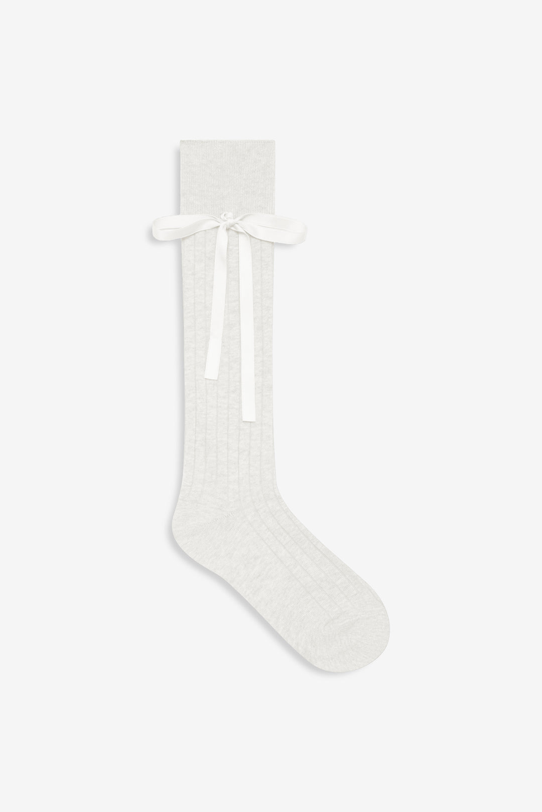 Women Knee-High Bow Socks - Cream