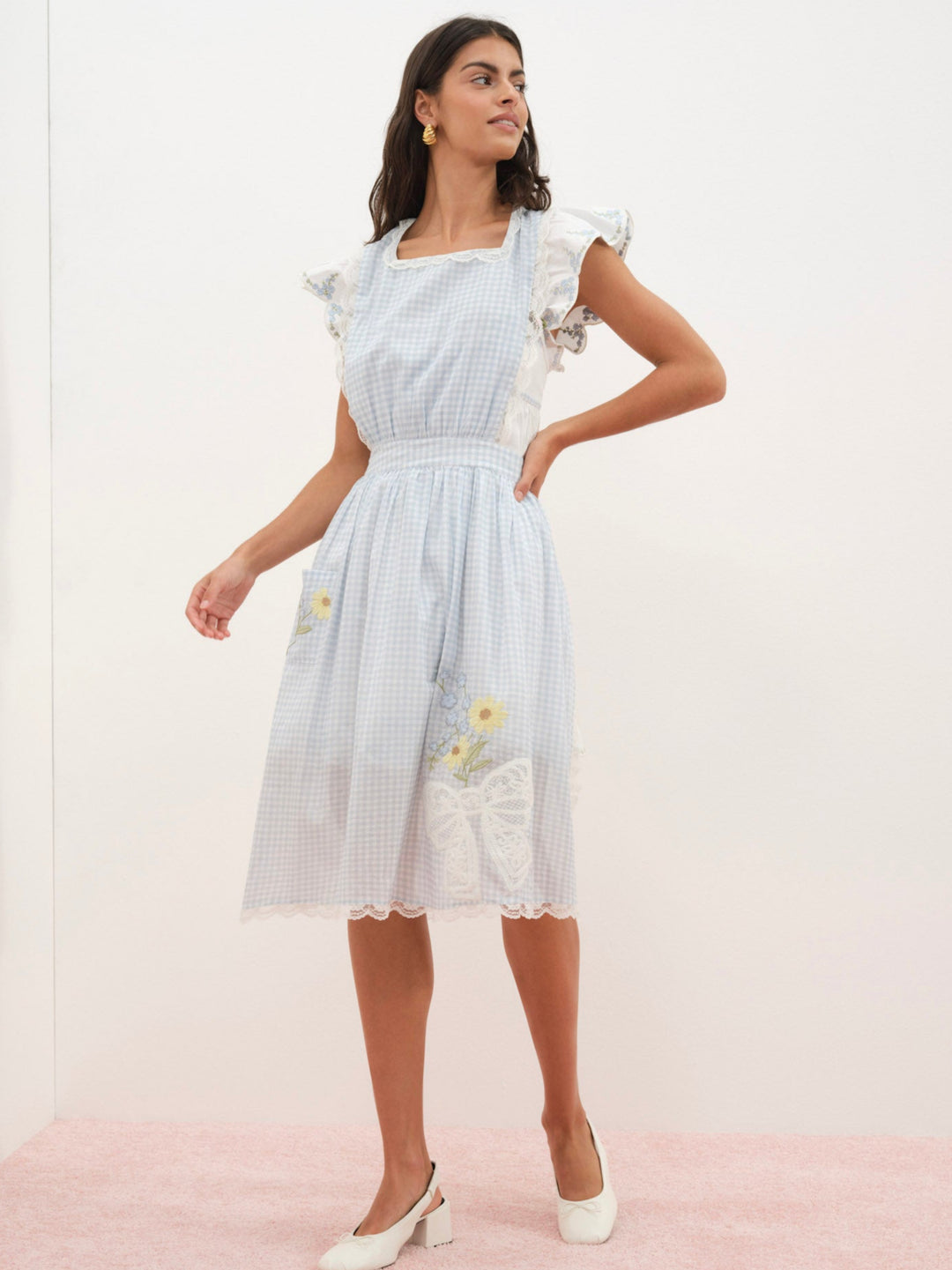 Women Bluebell Gingham Apron - Blue