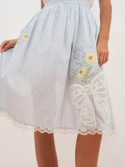 Women Bluebell Gingham Apron - Blue