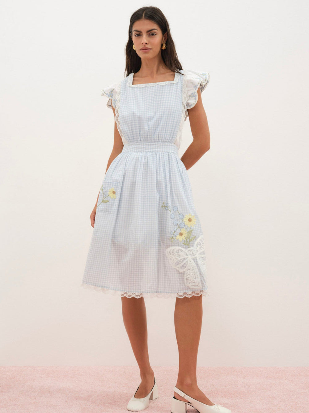 Women Bluebell Gingham Apron - Blue